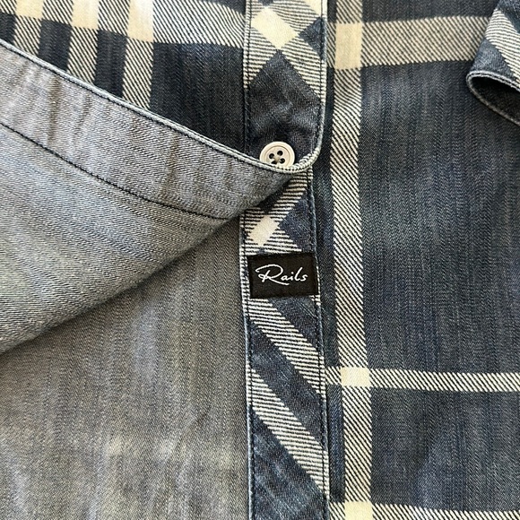 RAILS Hunter Plaid Denim Flannel Shirt in Blue/White - Picture 5 of 8
